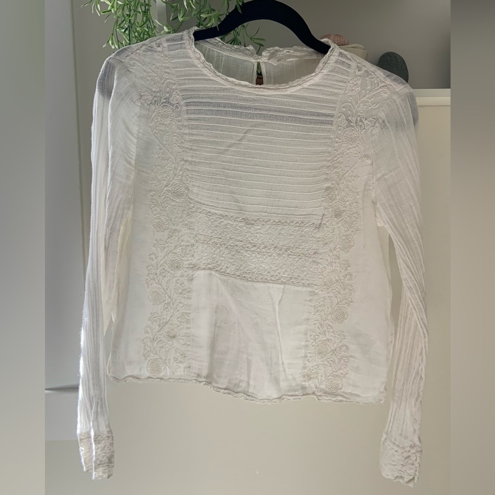 White prairie long sleeve top
